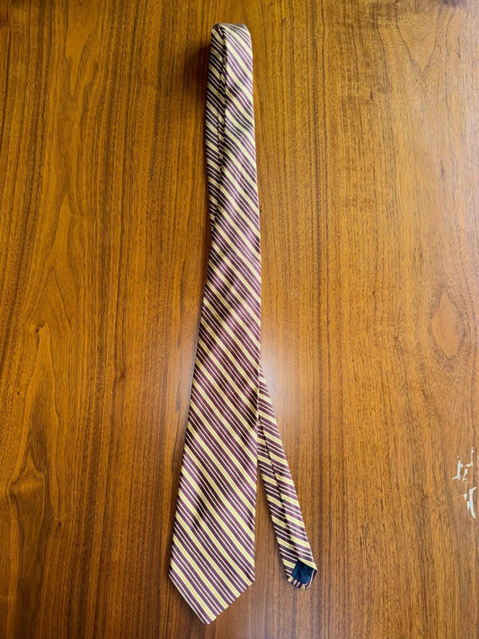 Brooks Brothers Vintage Silk Regimental Gold & Burgundy Stripe Tie - USA Made