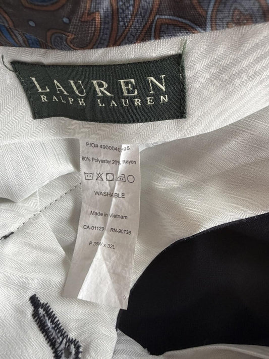 Lauren Ralph Lauren Pleated Wool-Blend Navy Dress Pants - 38x32