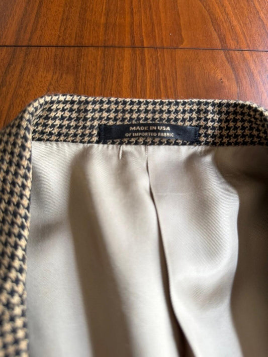 Vintage Hart Schaffner & Marx Men's Houndstooth Wool Sport Coat USA - Size 40R