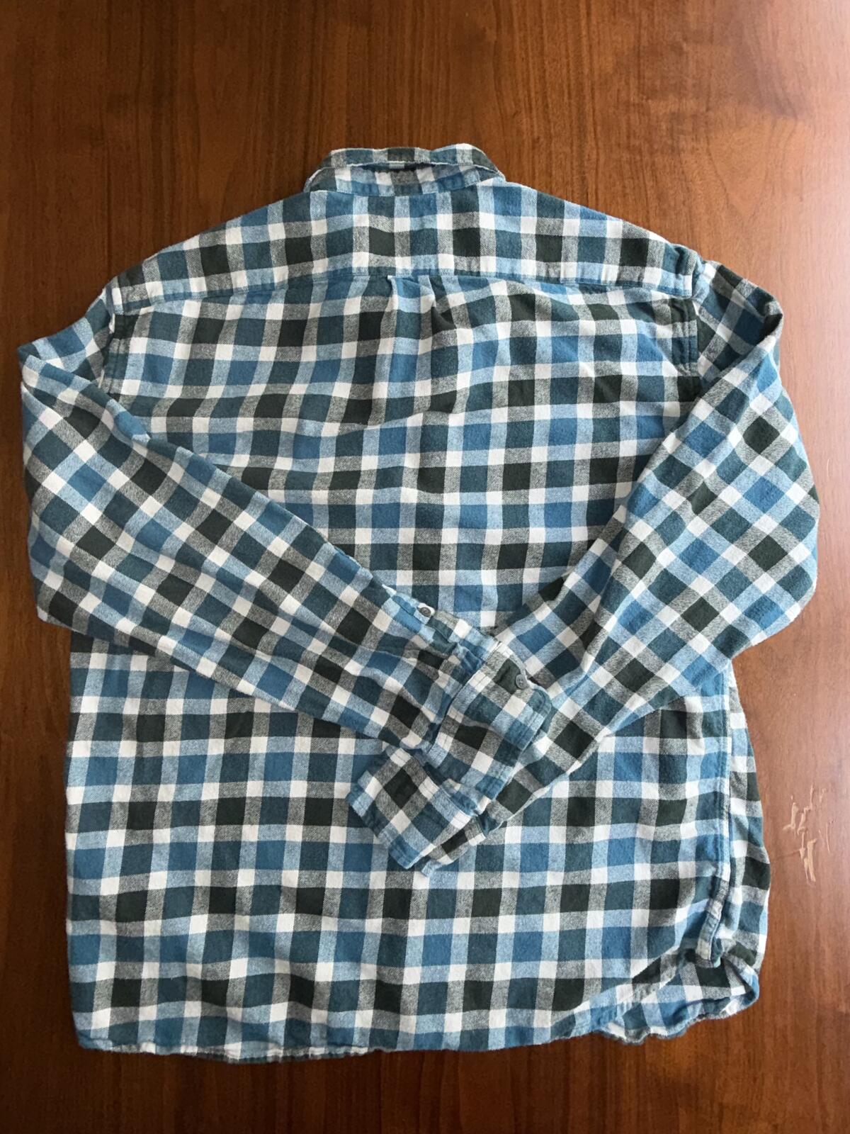 J.Crew Men's Flex Slim Flannel Button-Down Shirt Blue & Green Plaid - Size XL