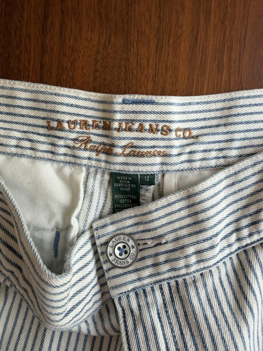 Lauren Jeans Co Women's Railroad Stripe Wide Leg Pants - Size 12