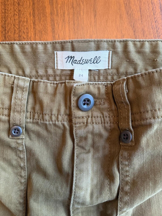 Madewell Women's Khaki Utility Wide-Leg Olive Green Pants - Size 24