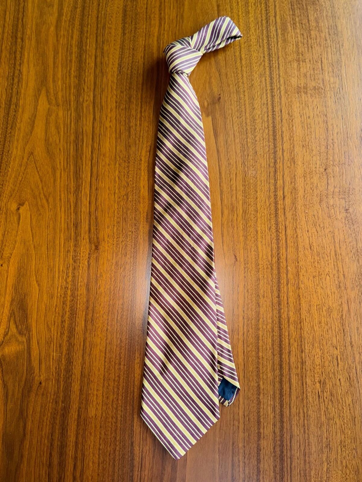 Brooks Brothers Vintage Silk Regimental Gold & Burgundy Stripe Tie - USA Made