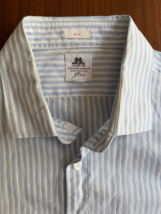 Thomas Mason for J.Crew Slim Fit LS Dress Shirt Blue & White Stripe - Size 17-35