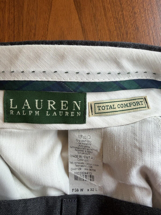 Lauren Ralph Lauren Men's Total Comfort Grey Pinstripe Dress Pants - Size 36x32