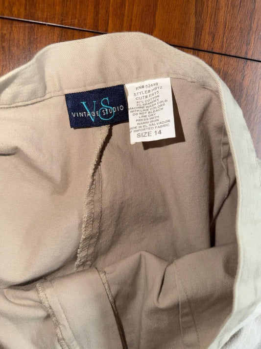 Vintage Studio Women's High-Waisted Khaki Chino Pants - Size 14
