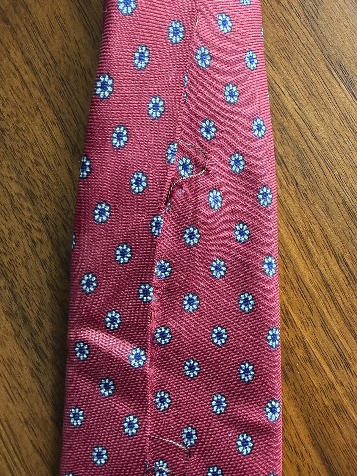 H. Stockton Atlanta Red Floral Pattern Silk Tie