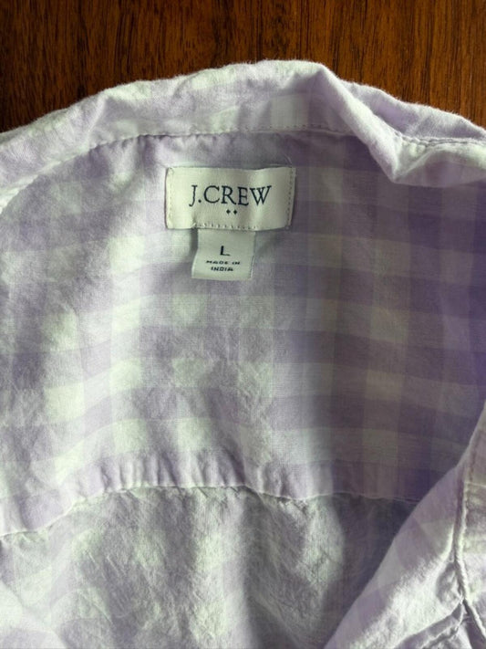 J.Crew Women's Purple Gingham Cotton Button Down - Size L