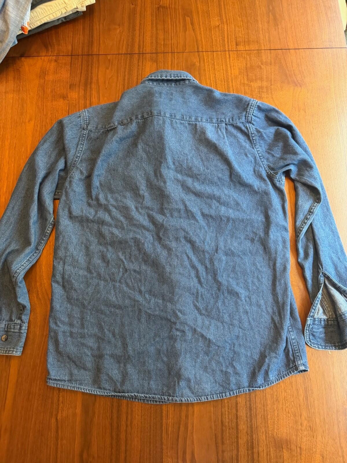 Wrangler Premium Quality Men's Blue Denim Long Sleeve Button-up Shirt - Size M