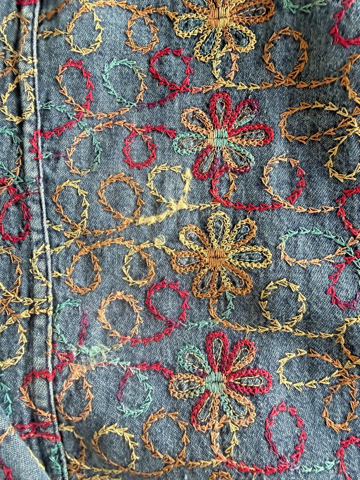Coldwater Creek Women's Floral Embroidered Jean Jacket - Size PM