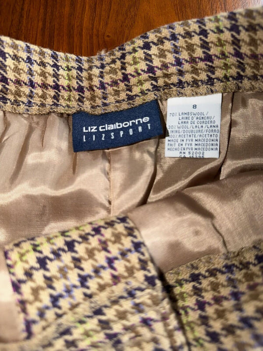 Vintage Liz Claiborne Lizsport Women's Wool Blend Plaid Trousers - Size 8