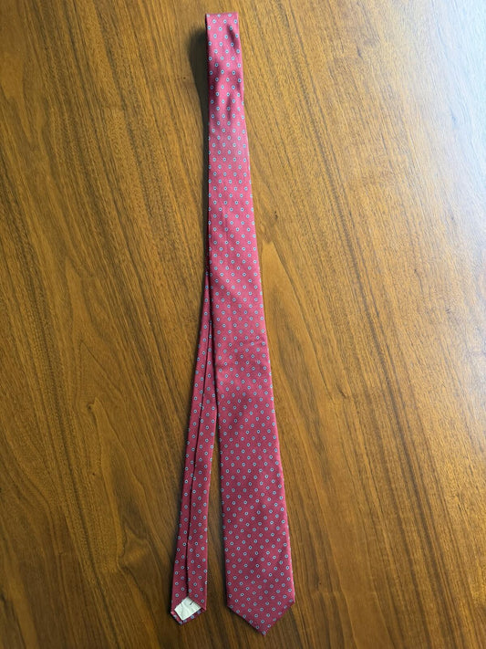 H. Stockton Atlanta Red Floral Pattern Silk Tie