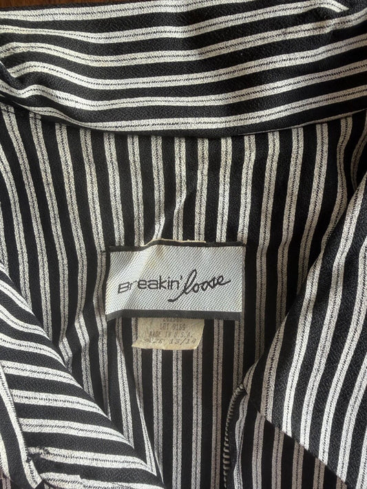 Vintage Breakin' Loose Women's Striped Zip-Up Cropped Jacket - Size 13/14