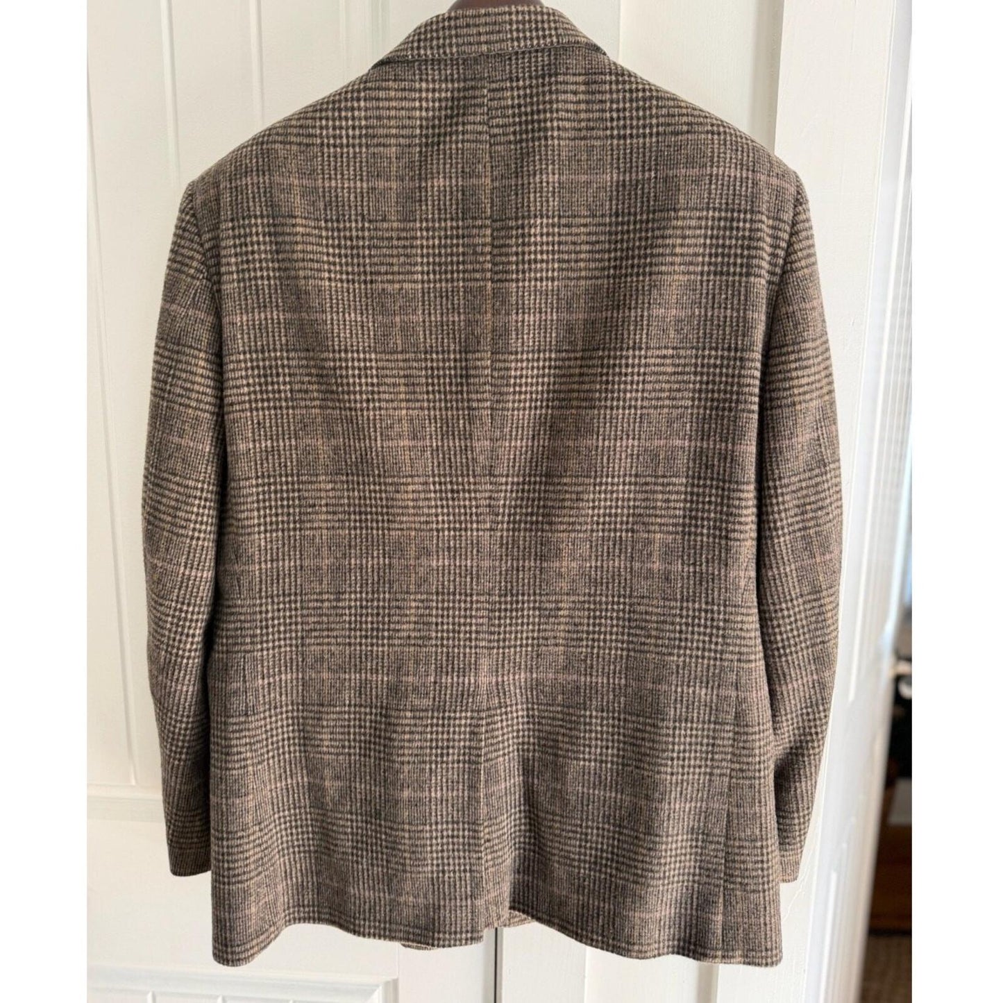 Vintage Andhurst Brown Plaid Tweed Wool Blend Two-Button Sport Coat Blazer 44R