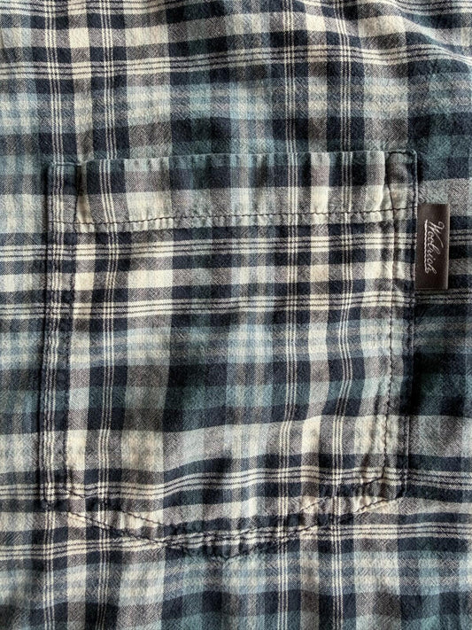Woolrich Men's Blue Plaid Short-Sleeve Button-Down - Size L