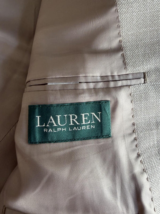 Lauren Ralph Lauren Grey Linen-Blend Two-Button Blazer 36R