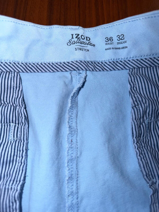 IZOD Saltwater Stretch Straight Fit Chino Pants Light Blue - Size 36x32