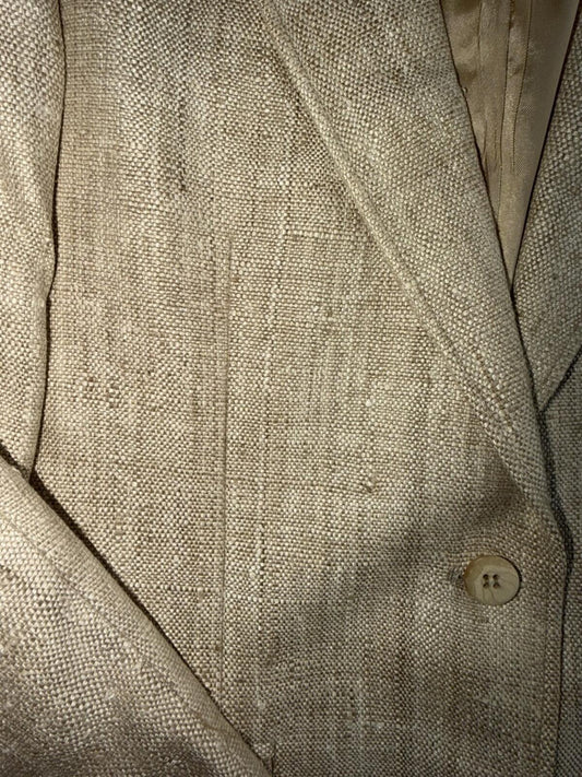 Vintage Cricketeer Tailored Woman Beige Linen Blend Blazer Jacket - Size 6