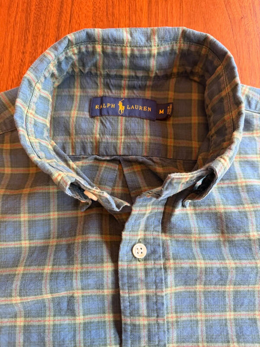Ralph Lauren Men's Medium Green Plaid Oxford Button Down Sport Shirt - Size M