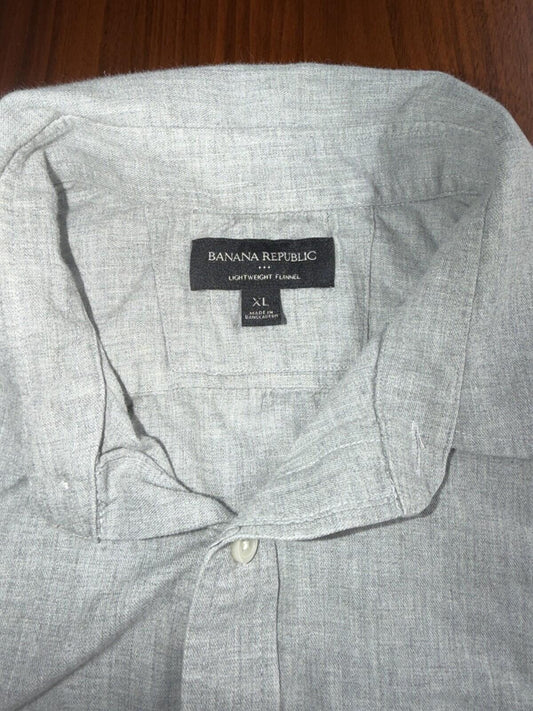 Banana Republic Men's Lightweight Flannel Grey Long Sleeve Shirt - Size XL