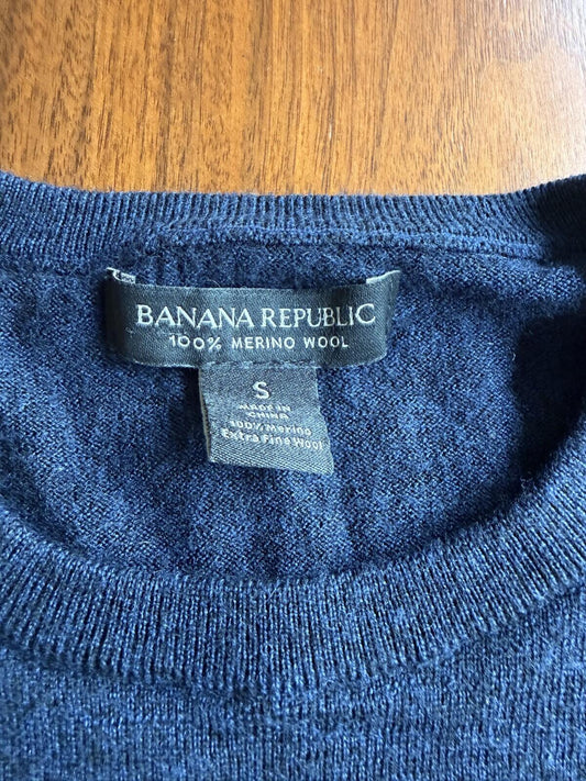 Banana Republic Women's Merino Wool Navy Blue Crew Neck Sweater - Size S