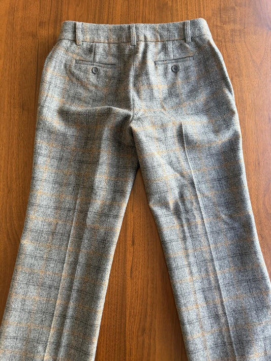 J.Crew Women's Italian Wool Grey Plaid Pants - Size 2