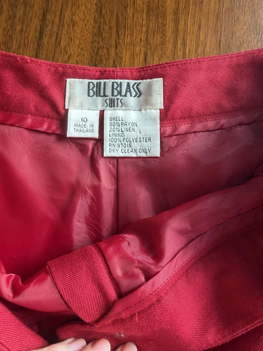 Bill Blass Women's Rayon-Linen Blend Red Dress Pants - Size 10