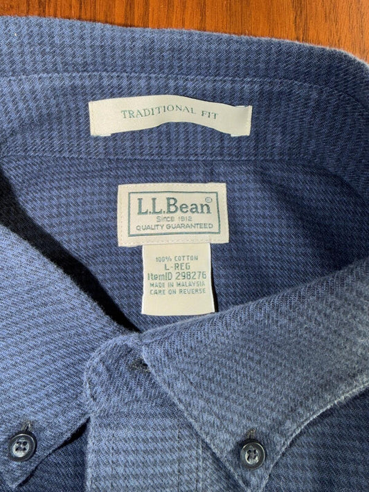 L.L.Bean Men's Traditional Fit Blue Microcheck - Size L