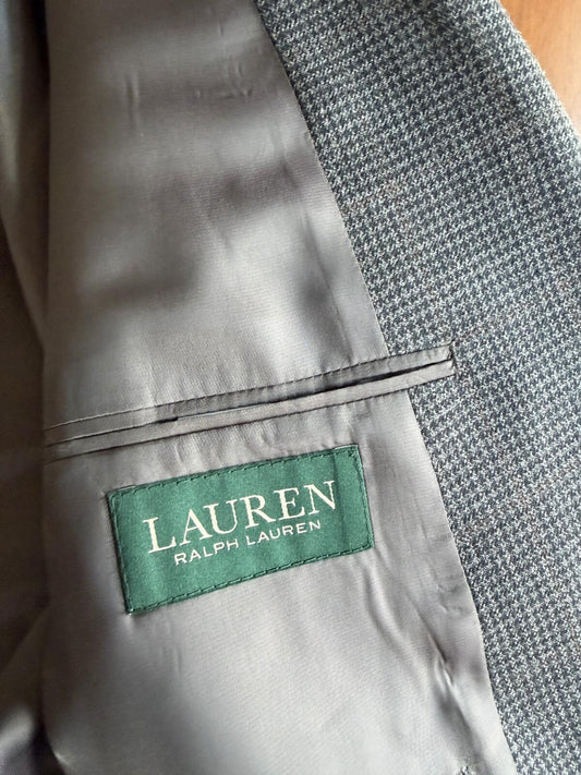 Lauren by Ralph Lauren Men's Grey Houndstooth Windowpane Blazer - Size 42S