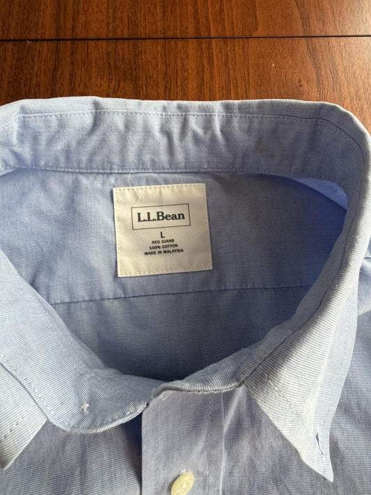 L.L.Bean Men's Light Blue Long Sleeve Button-Down Shirt - Size L
