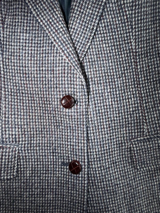 Vintage Cricketeer Tailored Women’s Blue Houndstooth Blazer - Size 4