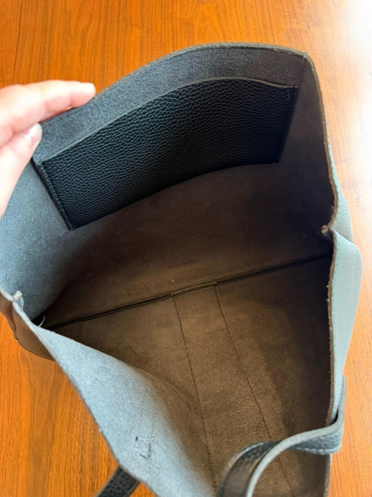 Vince Camuto Black & Grey Faux Leather Tote Bag