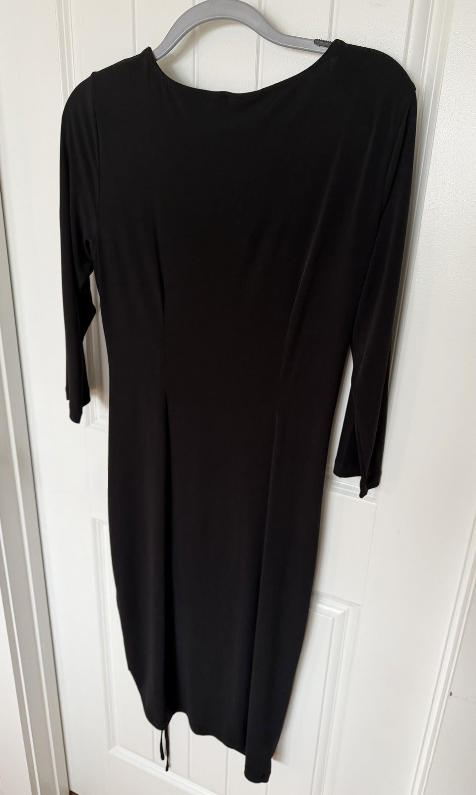 New York & Company Black Stretch Midi Dress with Ruched Detail - Size M