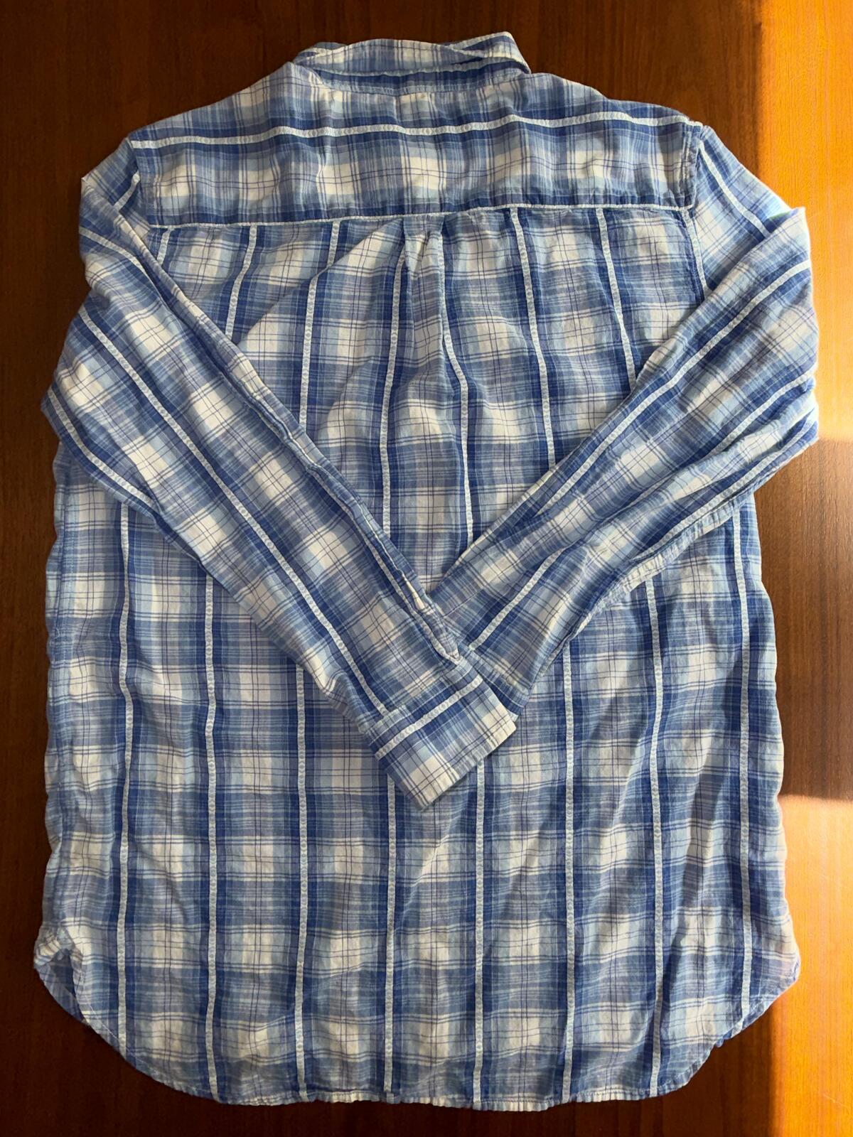 Lauren Jeans Co Ralph Lauren Women's Blue Plaid Button Front Shirt - Size M