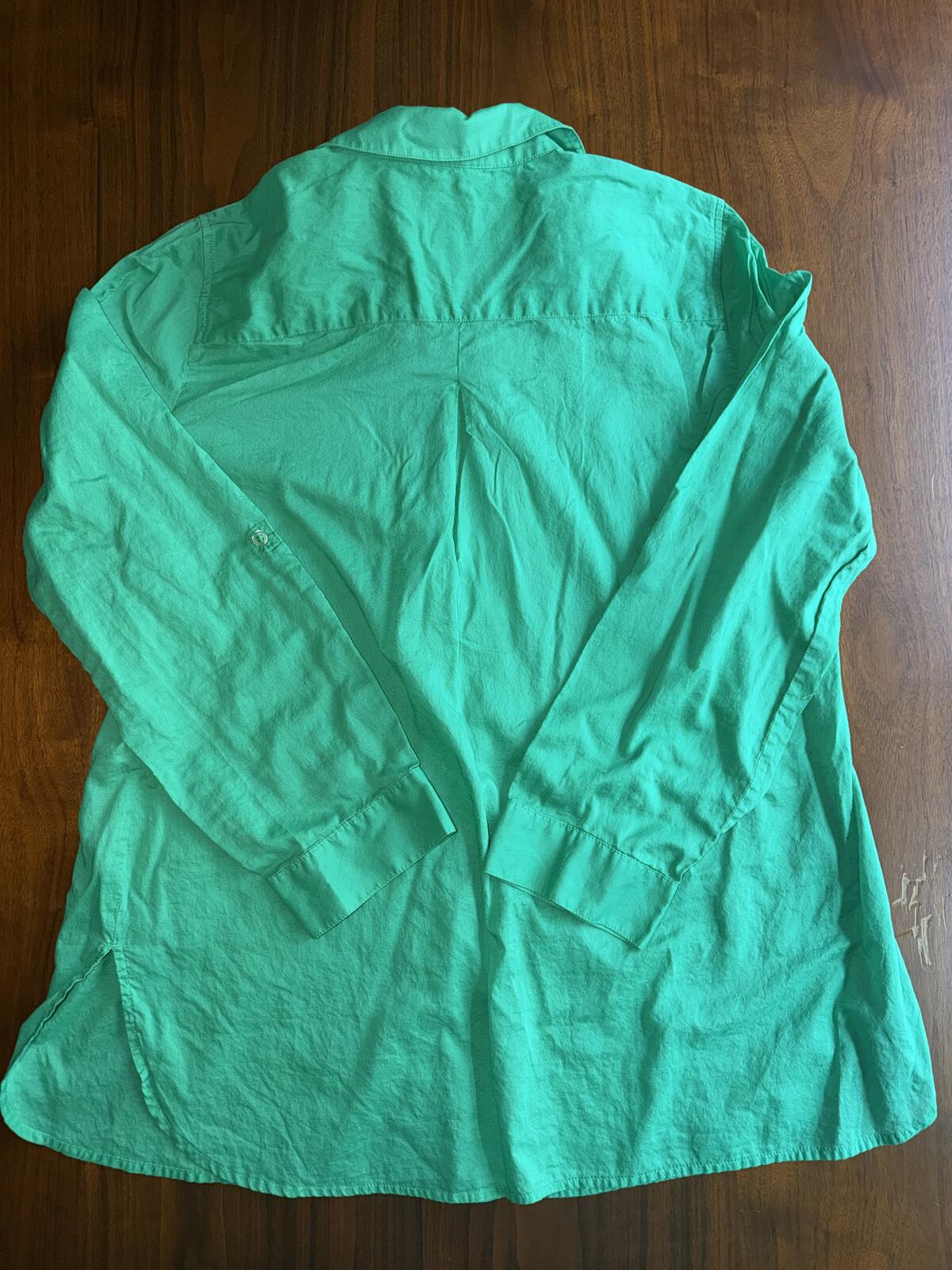 Chico's Women's Green 100% Cotton Long Sleeve Button Front Shirt - Size L