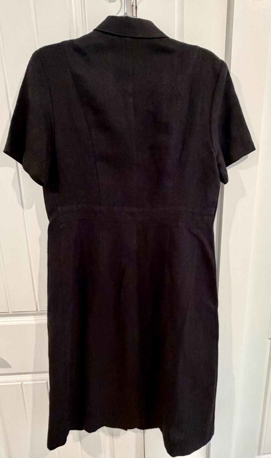 Harvé Benard Women's Black Linen Button-Front Shirt Dress - Size 12