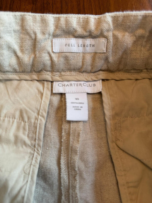 Charter Club Women's Full Length Linen Blend Pants Beige - Size 10