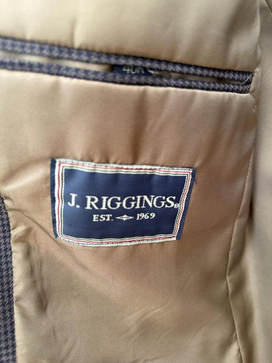 Vintage J. Riggins Brown Houndstooth Sport Coat Blazer - Size 40R