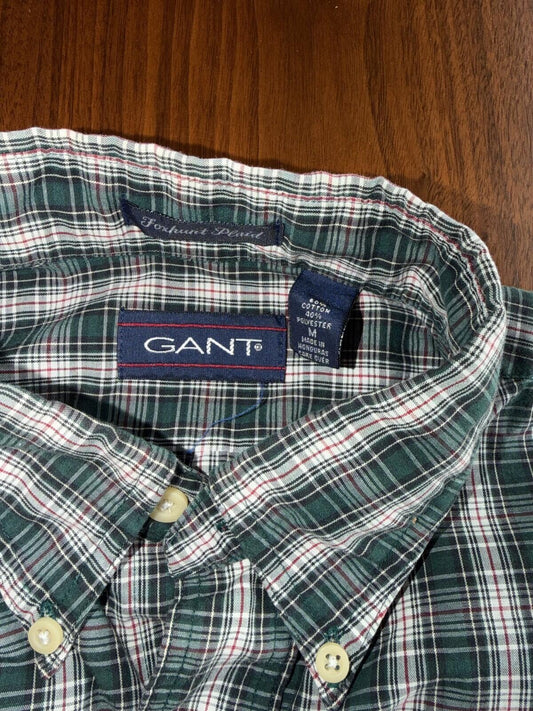 Gant Men's Foxhunt Green Plaid Short Sleeve Button Down - Size M