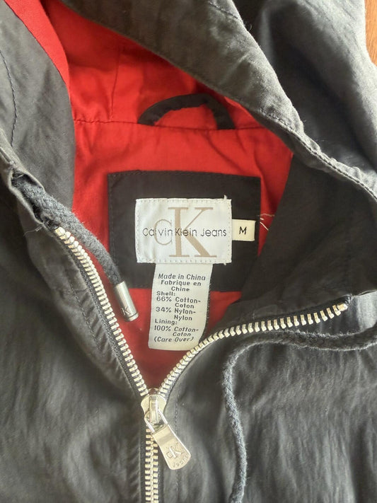 Calvin Klein Women's Black Hooded Windbreaker - Size M