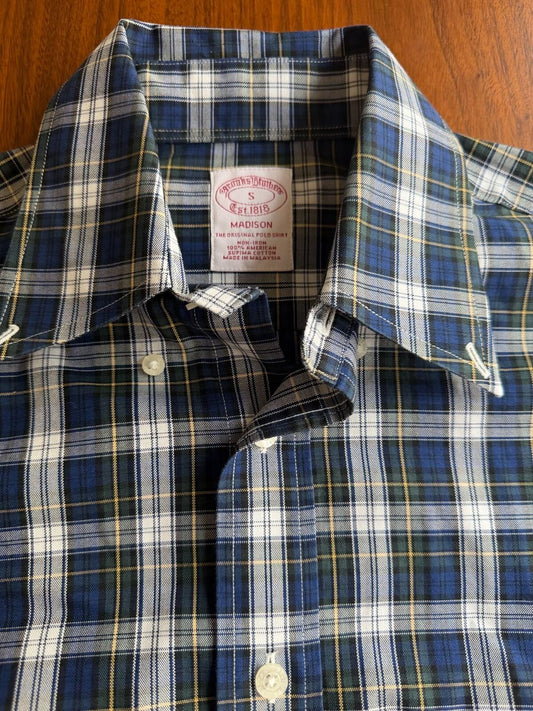 Brooks Brothers Madison Fit Non-Iron Supima Cotton Plaid Shirt Size S