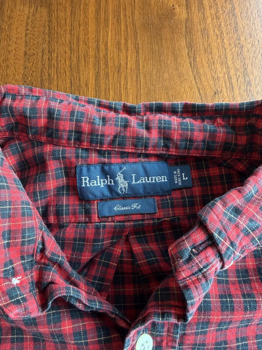 Polo Ralph Lauren Men's Classic Fit Red Plaid Button-Down - Size L