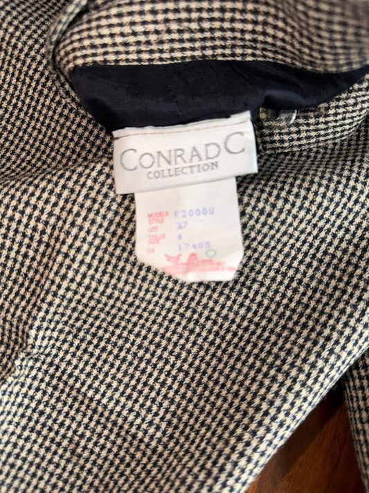 Vintage Conrad C Collection Women's High-Waisted Houndstooth Pants - Size 4