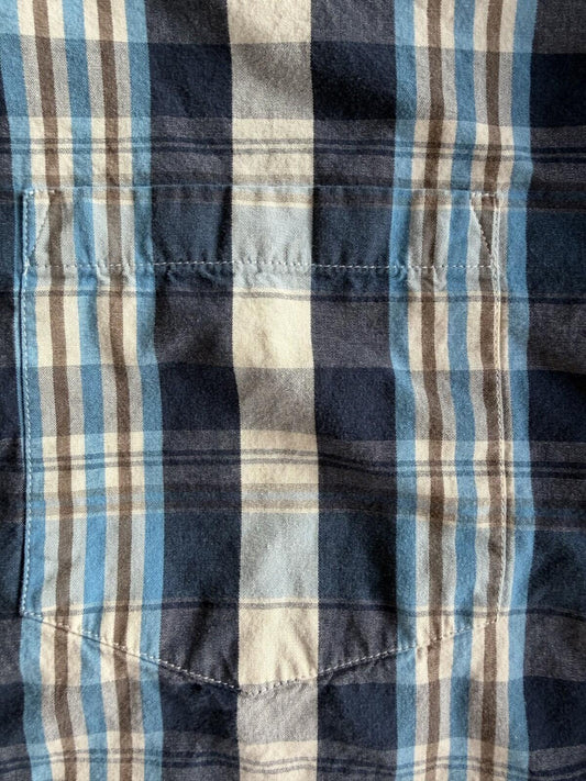J.Crew Men's Blue Plaid Casual Tailored Long Sleeve Button Down - Size XL