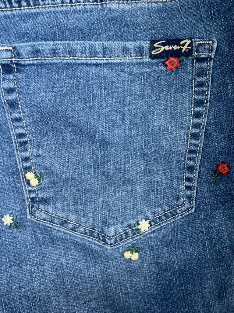 Seven7 Women's Weekend Floral Embroidered Denim Shorts - Size 10