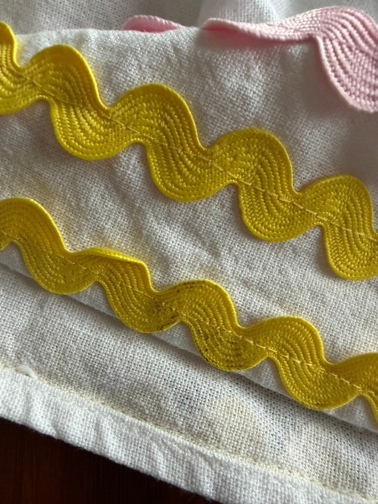 Lisa Marie Fernandez White Dress with Yellow & Pink Bric Brac Trim - Size XS