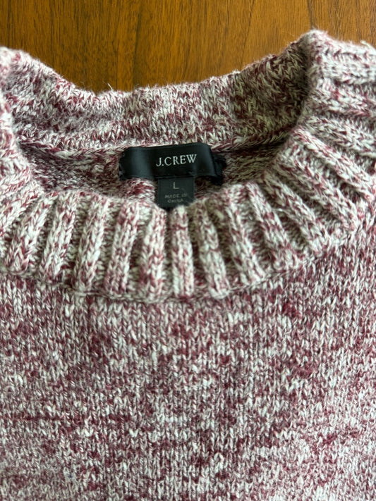 J.Crew Women's Marled Crewneck Knit Sweater in Burgundy and Cream - Size L
