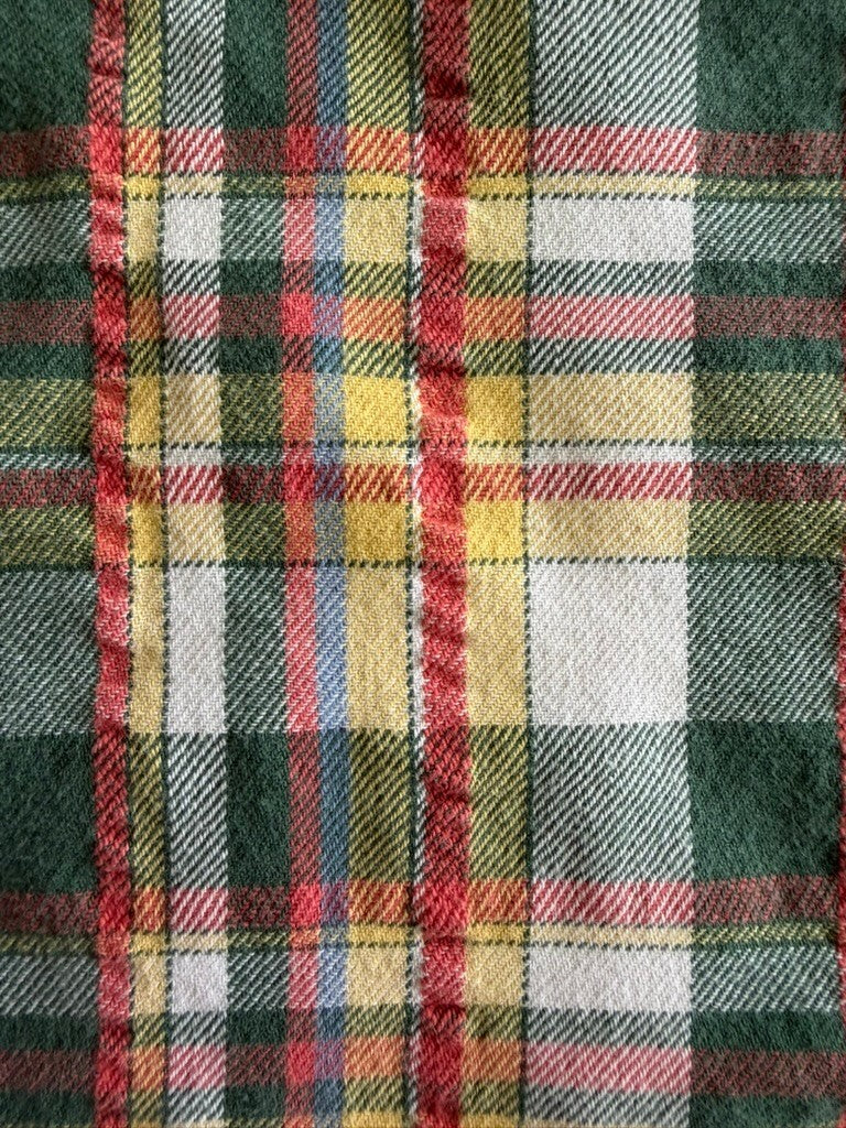 Eddie Bauer Men's Green/Yellow/Orange Plaid Flannel Button-Down Shirt - Size LT