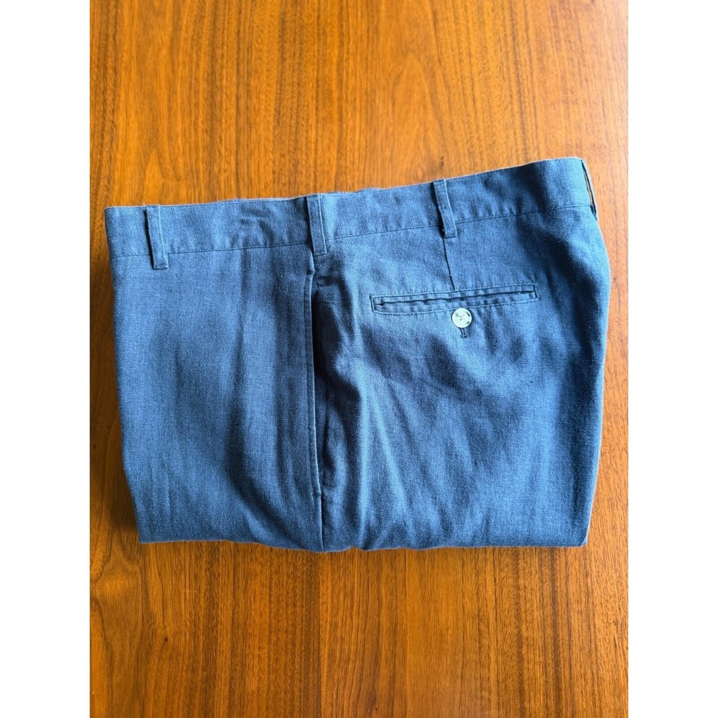Alan Flusser Men's Blue Linen Blend Dress Pants - 34x30