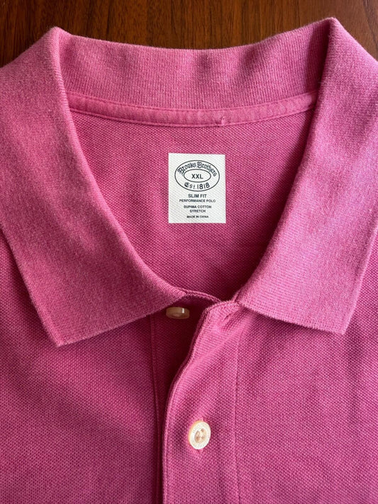 Brooks Brothers Slim Fit Performance Polo Pink Supima Cotton XXL